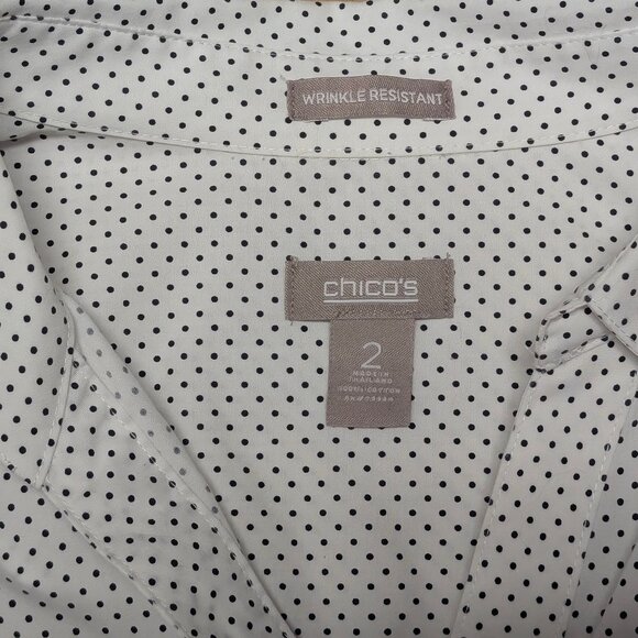Chico's White Polka Dot Blouse Size 2 - Picture 4 of 4